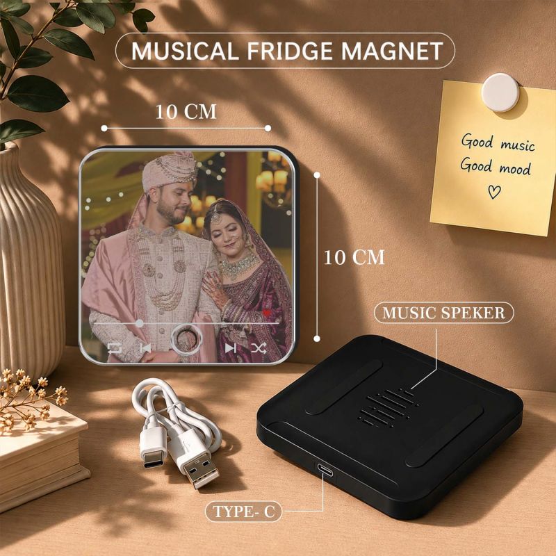 Personalized Wedding Gift for Couples Photo Musical Fridge Magnet | Music Player Refrigerator Magnet | Marriage for Couple